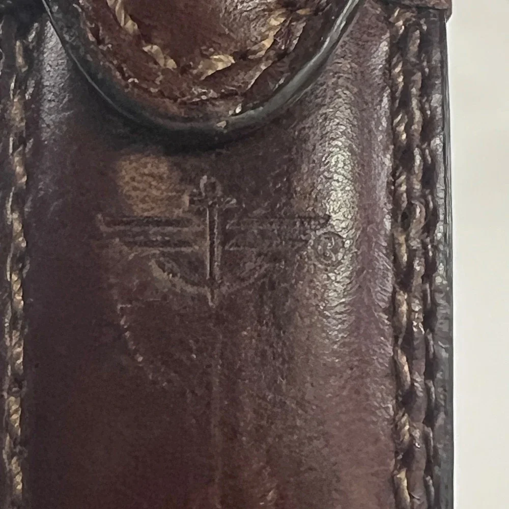 Dockers Mens Dark Brown Genuine Leather Belt Silver Buckle Size 32/80
